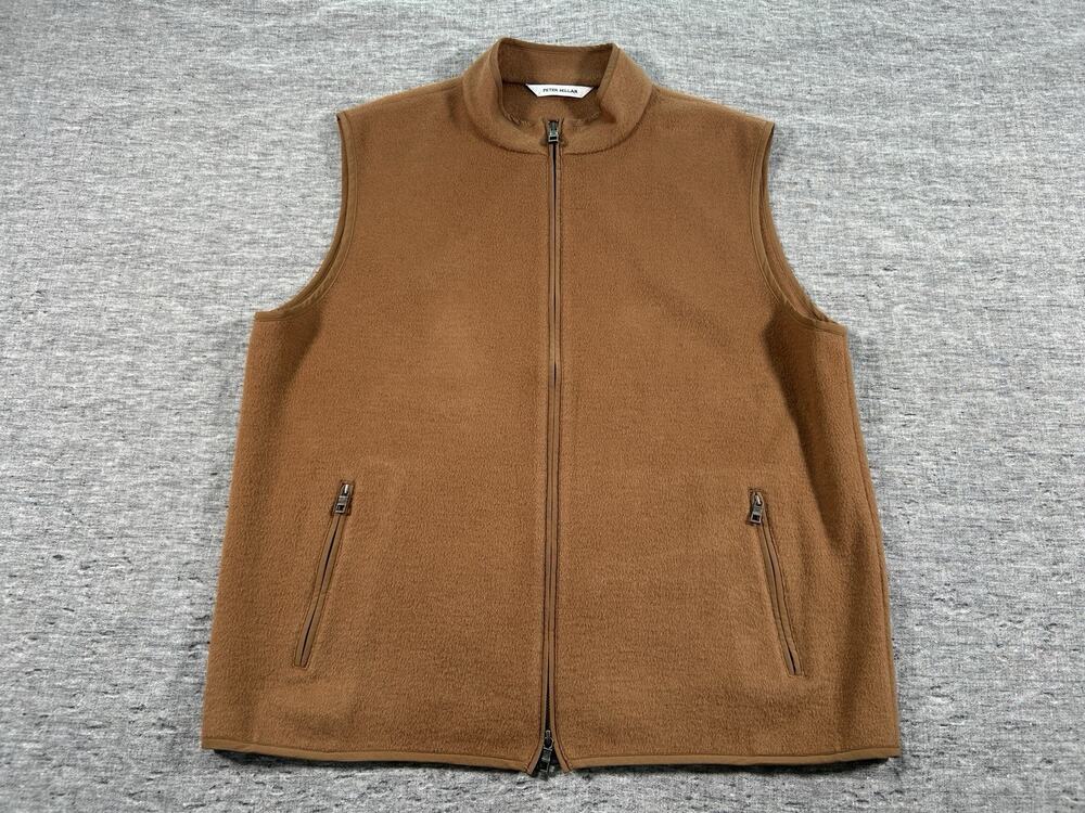 Peter Millar Crown Flex Fleece Vest Mens Extra Large Brown Zip-Up Classic Golf